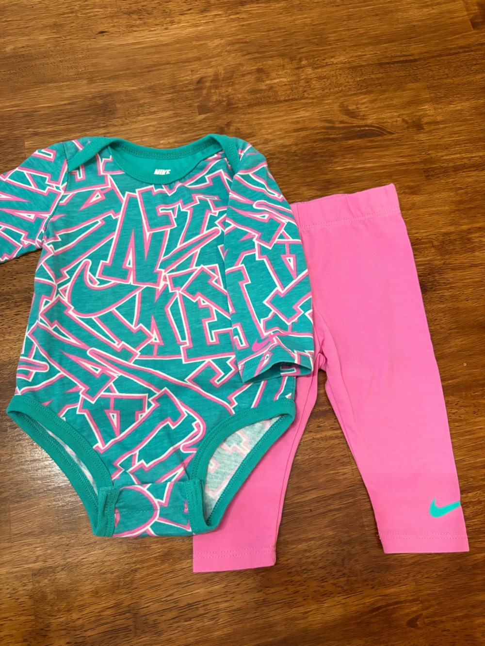 Nike Teal & Pink Two Piece Long Sleeve Set